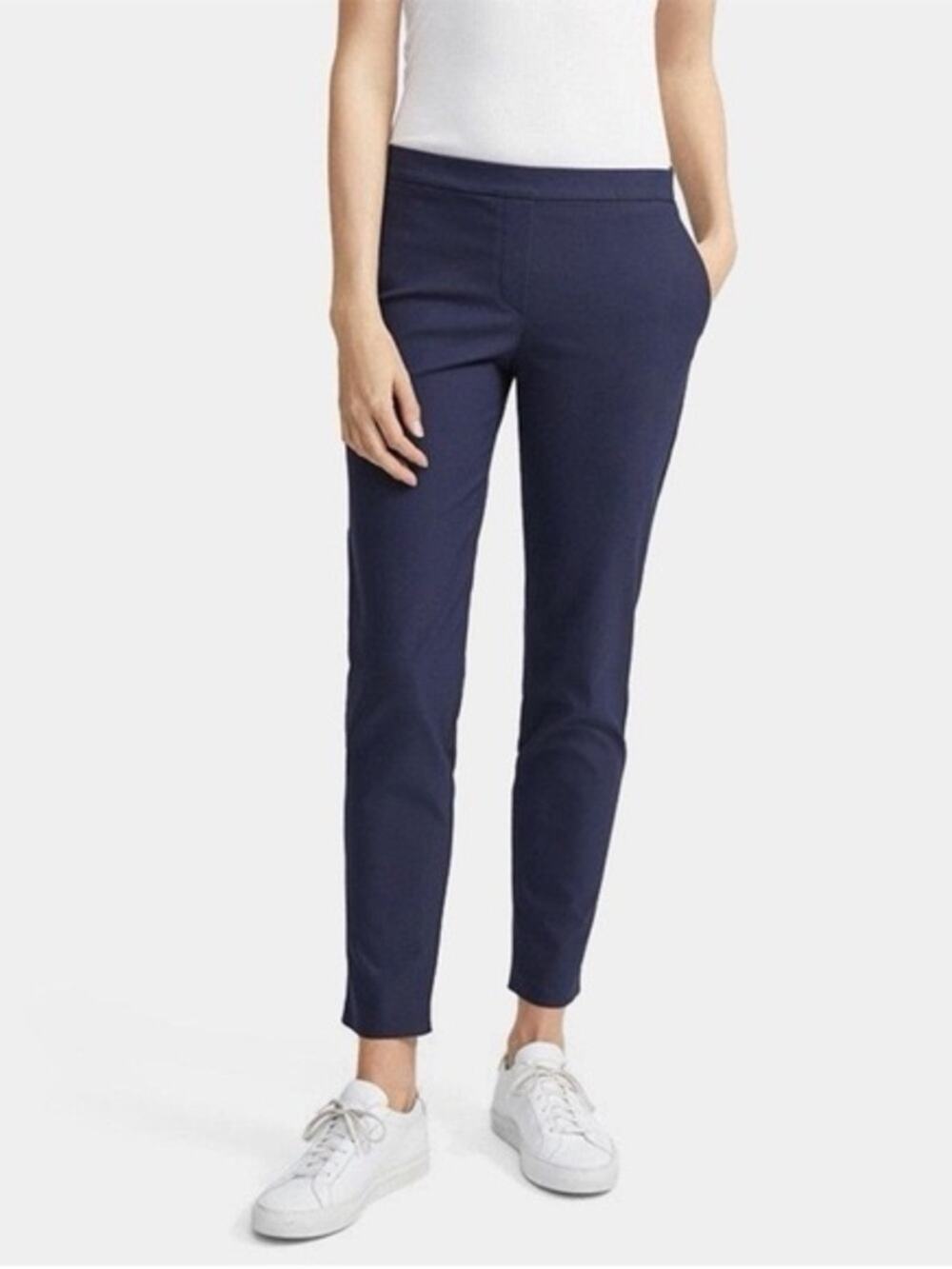 Theory Navy Blue Stretch Cotton Slim Pull-On Ankle Thaniel Approach Pant EUC 10